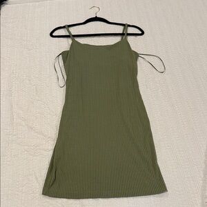 Olive Green Ribbed Dress